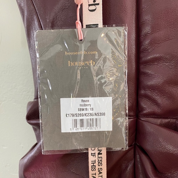 House of CB Raven Leather Corset Bodycon Off Shoulder Midi Dress XS Mulberry - Picture 9 of 11